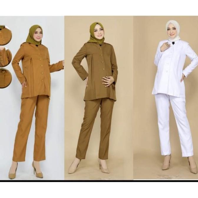 Termurah / Hot Sale Elfonte Blazer Baju Kerja Kantor Seragam Pns Baju Hamil - Bazer Putih Seragam Di