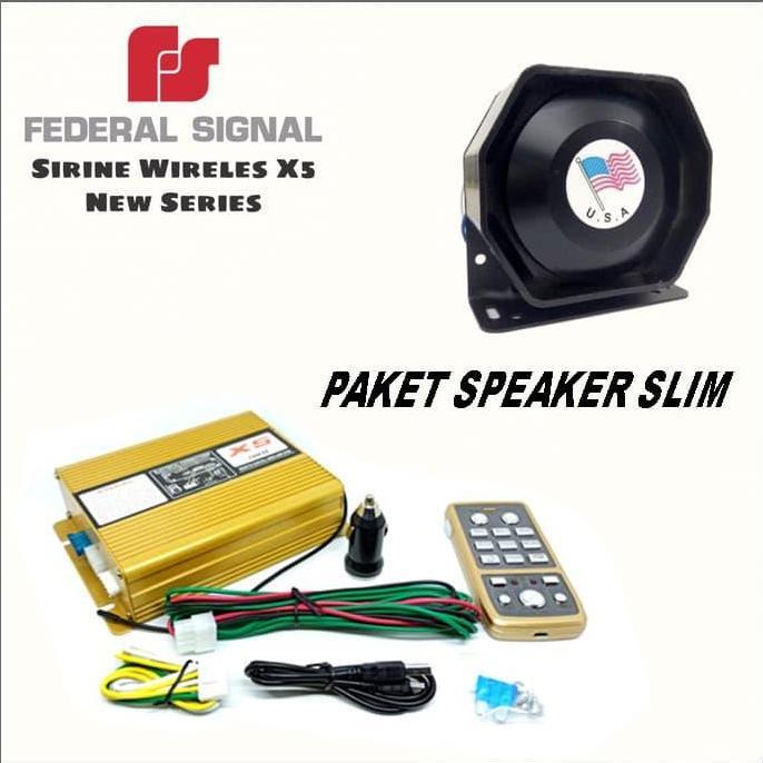 Sirine Polisi 200 Watt Wireless FEDERAL SIGNAL X5 New S.Slim