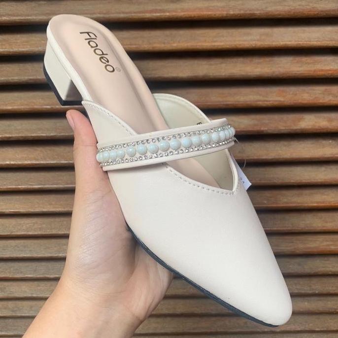 Sandal FLADEO Wanita Mules Heels 3 cm ( MUTIARA )