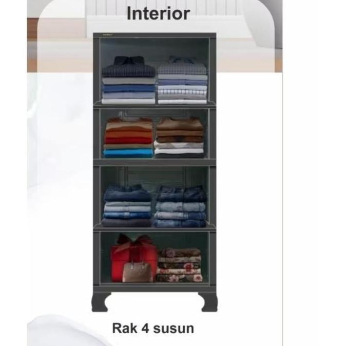 Lemari Plastik Napolly susun 4 Rotan motif Rotan