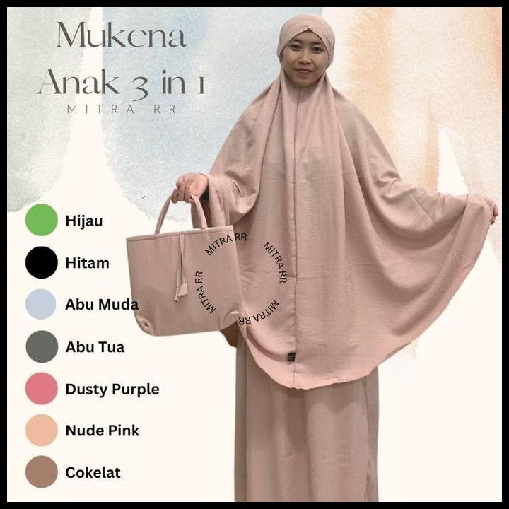 Mitrarr Mukena Anak French 3In1 Crinkle/ Mukena Anak Smp-Sma / Mukena Remaja Tanggung Terbaru 2023 /