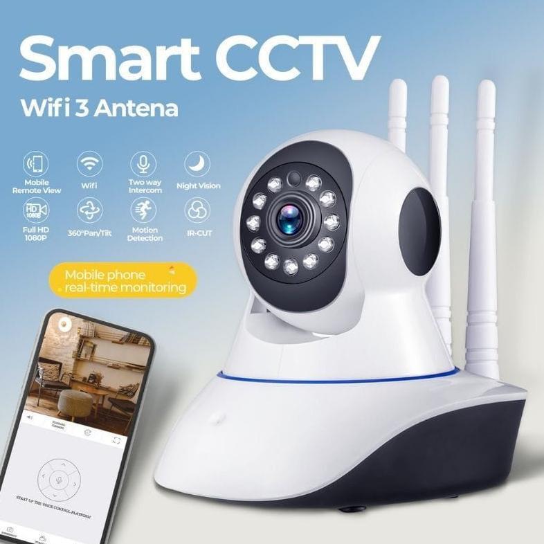 CamKeamanan- IP Camera CCTV WIRELESS Wifi 3 Antena V380 - Ip Cam v380 Wifi Smart Net Camera