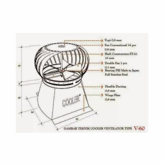 Murah Turbin Ventilator 24Inch Alumunium/Cooler