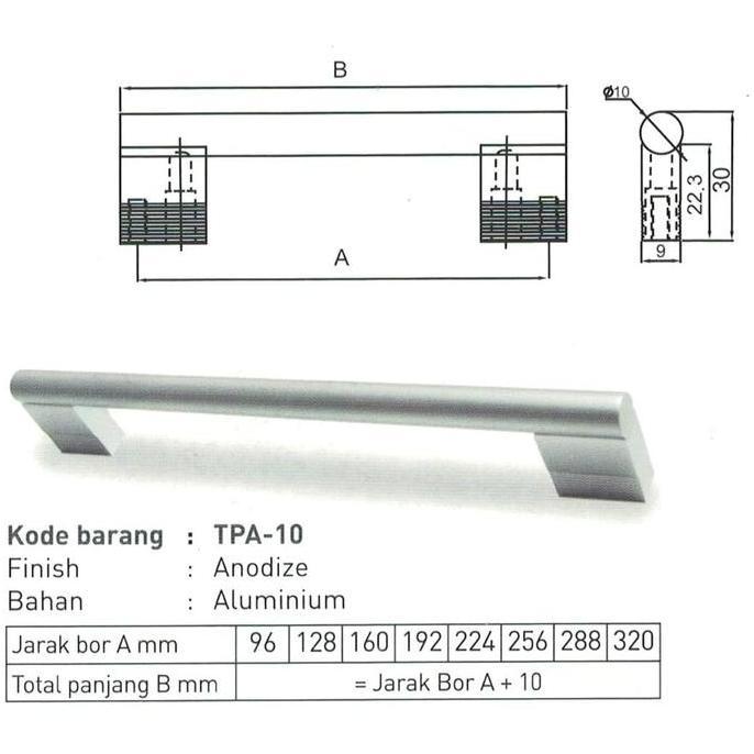 TARIKAN LACI TPA 10-320 MM HUBEN / HANDLE LACI HUBEN / TARIKAN LEMARI