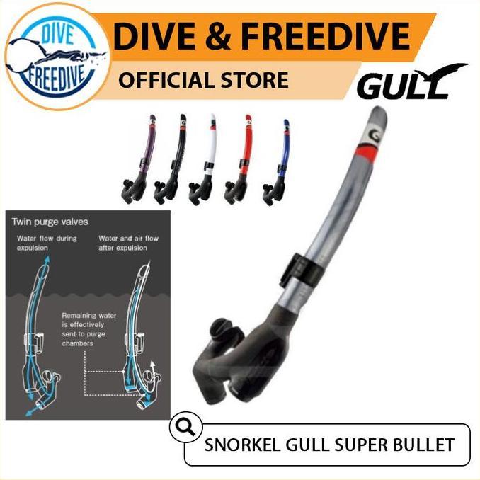 TERMURAH - GS-3180 Snorkel Diving Gull Super Bullet Pipa Selam Twin Purge Valve