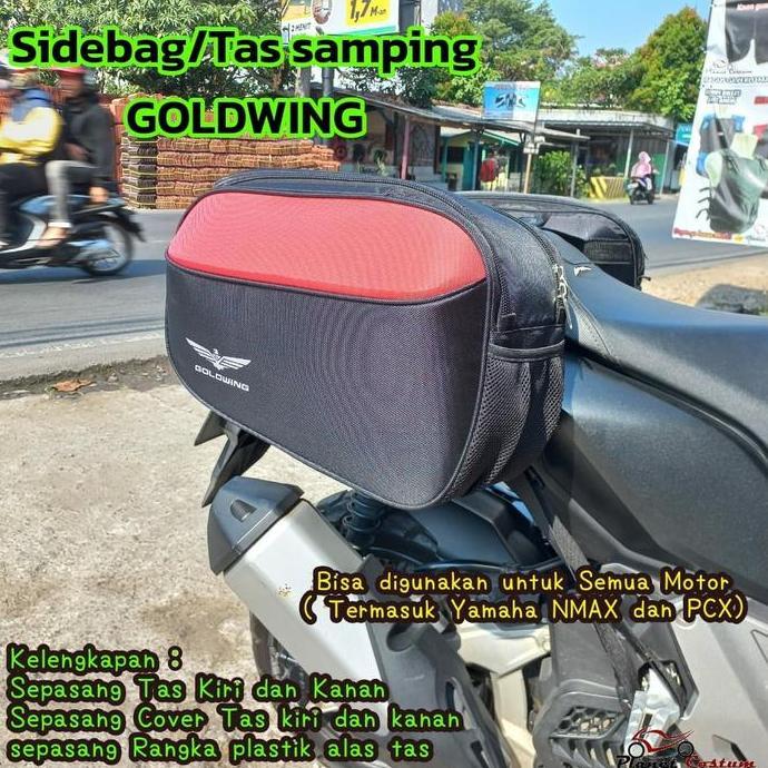 HMSB3 TAS MOTOR SAMG SIDEBAG UNTUK BAGASI JAS HUJAN SEPATU ROMPI JAKET GOLDWING Hitam Lis Silver Bah