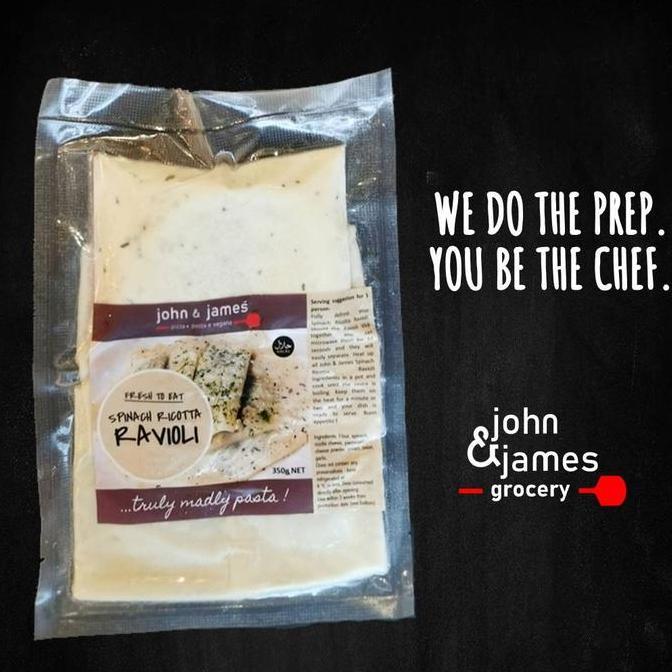 NEW JOHN & JAMES GROCERY RAVIOLI SPINACH RICOTTA - PASTA SEGAR HOMEMADE DENGAN ISI SPINACH & KEJU RI