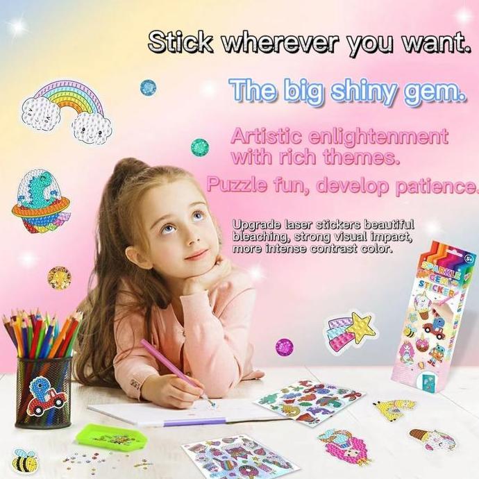 Mainan SPARKLE GEM STICKER/Diamond Painting Ana/Sticker DIY/Montessori