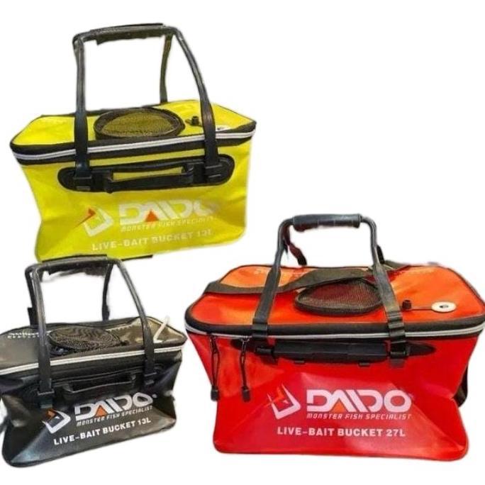 Rubber Live Bait  Daido 27 Liter / Carrier Bag / tempat Ikan/  Waterproof Tas ikan. tas slempang ump