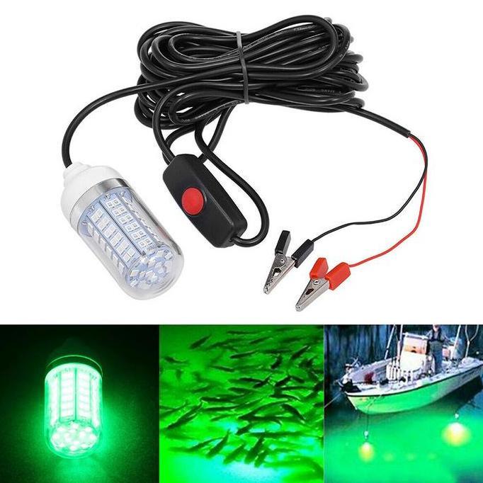 Flameer IP68 Lampu Memancing Bawah Air 12V Led Hijau Tahan Air Lampu Cumi-cumi Menarik Udang Pancing
