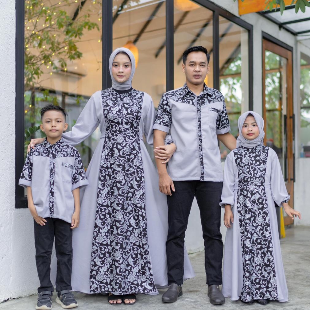 Termurah / Hot Sale Baju Batik Cople Gamis Moscrep Couple Pasangan Muslim Sarimbit Keluarga Gamis Su