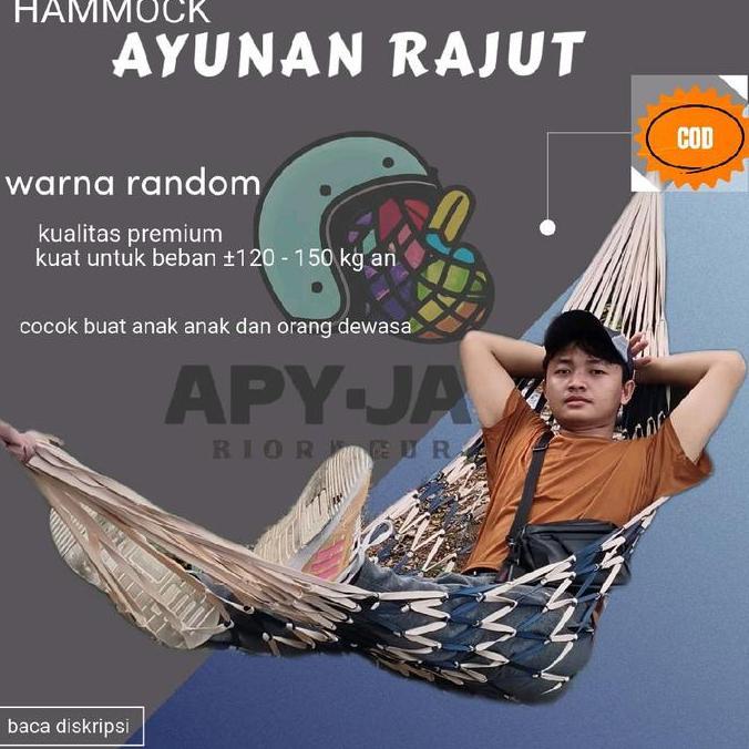 Hammock ayunan rajut || ayunan gantung di pohon || ayunan jaring panjang 250 cm Camping Outdoor