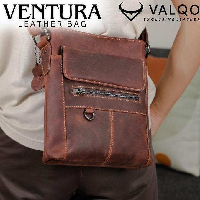 DISKON SPECIAL  VALQO VENTURA Tas kulit sapi Tas Selempang Kulit Slingbag Cowok Pria Laki-Laki DISKO