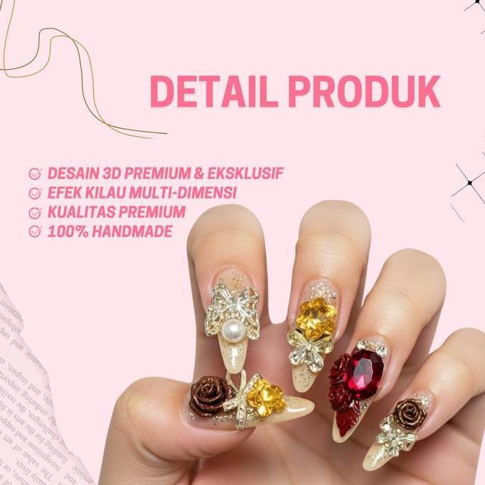 Sumimasen- [Handmade Short] Cn 80 Kuku Palsu Pendek Natural Aesthetic - Korean Fake Nails Handmade S