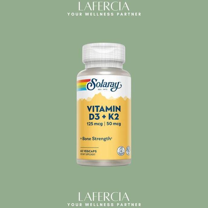 Bitamin- Vit D3K2 Solaray Vit D Vitamin D3 + K2, 125 Mcg (5000 Iu) Vegetarian Caps