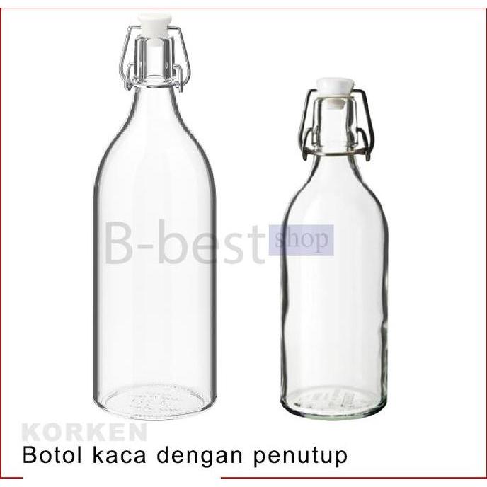 Botol kaca bening dengan penutup / BOTOL BELING 1 liter & 0,5 liter