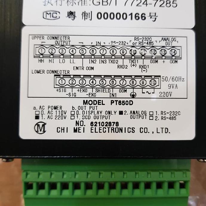 INDICATOR PT650D CHIMEI WEIGHT CONTROLLER PT 650D OUTPUT ANALOG