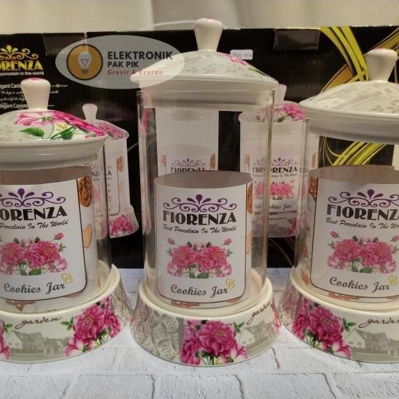 Termurah / Hot Sale Fiorenza Ak-168 Toples Kaca / Toples Permen Kaca 3Pcs / Toples Lebaran