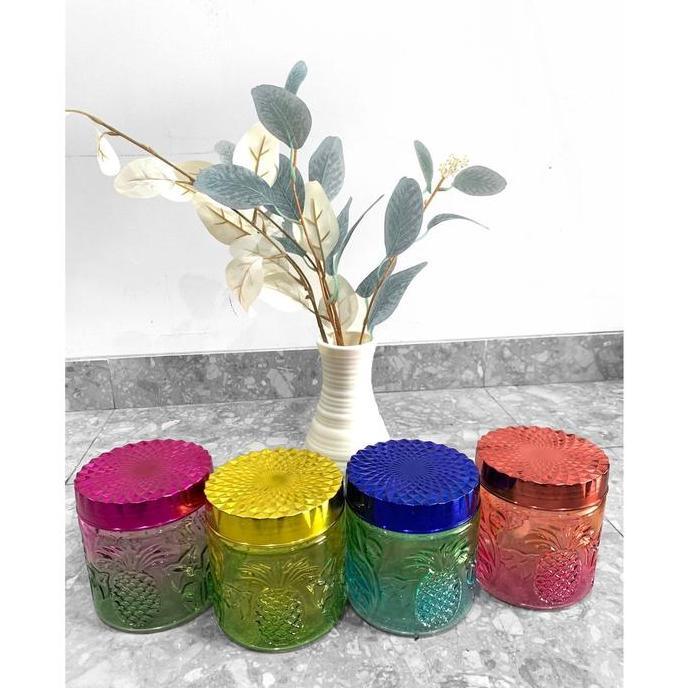 Termurah / Hot Sale Set 4Pcs Toples Kaca Crystal 800Ml Unik Mewah Tebal Premium Kue Kering Lebaran
