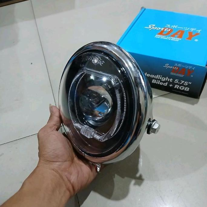 LAMPU DEPAN BILED 5,75 INCH SUDAH RGB SET BATOK PESEK JUTE CROME ORIGINAL DAN TERPERCAYA