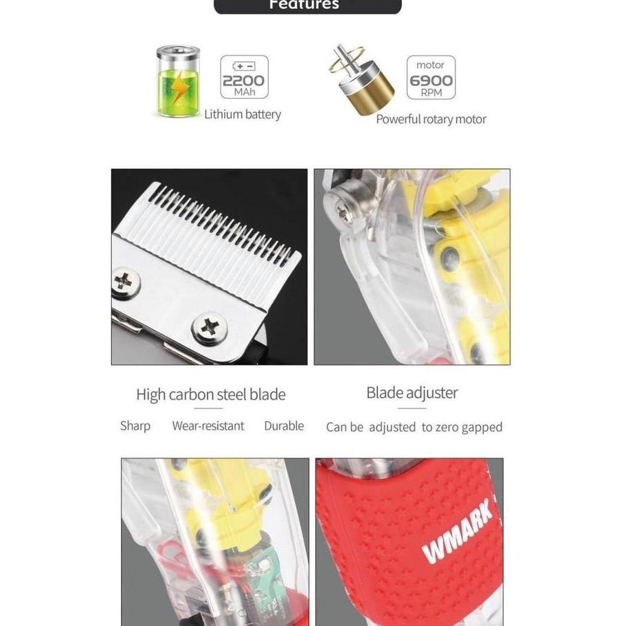 Wmark Ng-108 Original Transparan Hair Clipper Mesin Cukur Ng 108