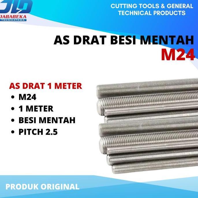 Nutbolt- As Drat Besi Mentah M24 As Long Drat Besi Mentah Panjang 1 Meter