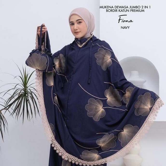 Mukena Bali Tasik - Mukena Dewasa Jumbo 2In1 Bordir Katun Fiona