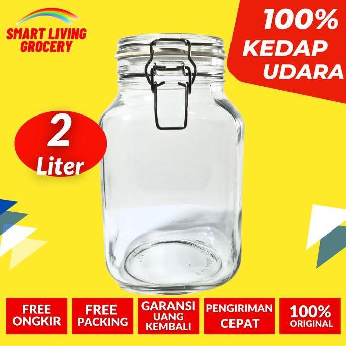Termurah / Hot Sale Toples Jar Kaca Hermetico Kedap Udara 2 L Tempat Penyimpanan Makanan Toples Boto