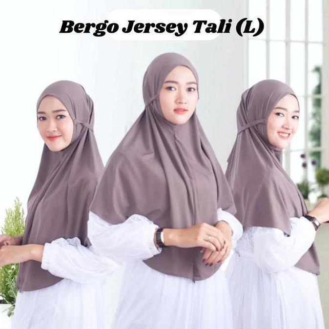 Hijab Bergo Jersey Tali Size LJilbab Instan Tali L Jersey