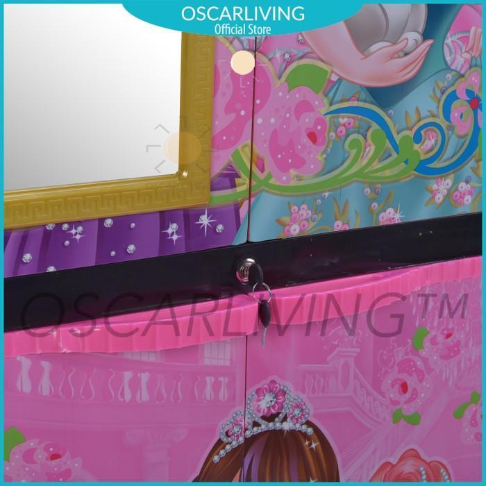 Sinbak Lemari Plastik + KACA Motif PRINCESS/Lemari Pakaian TERBARU