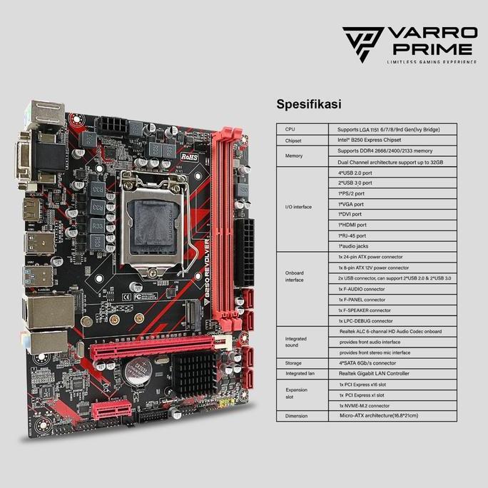 Comcom- Motherboard Gaming B250 Revolver Varro Support Nvme