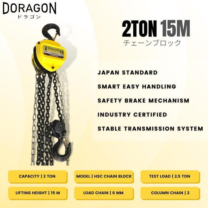 DORAGON Chain Block 2 Ton 15 Meter Takel 2T x 15M Katrol Kerekan Hoist