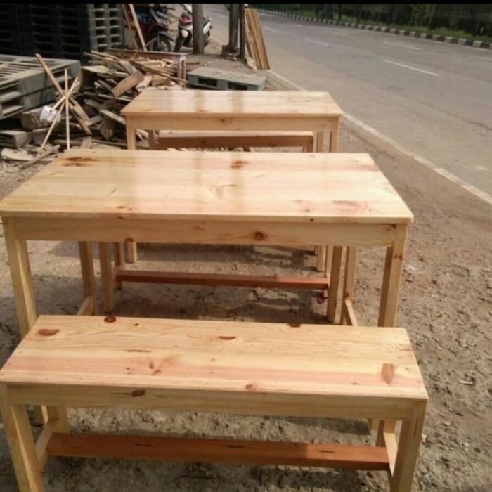 meja kursi makan set/meja cafe murah kayu jati belanda
