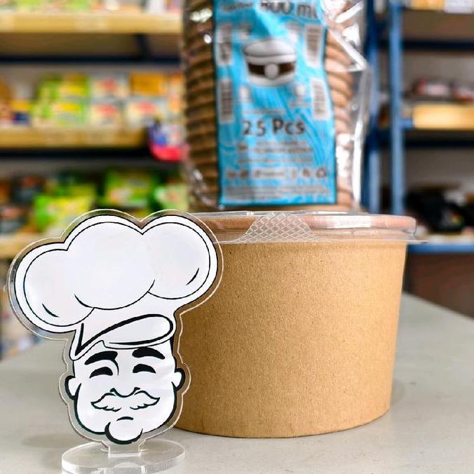 Paper Kraft Bowl Paper 800Ml + Tutup (25Pcs) / Rice Bowl 800Ml / Mangkok Kertas 800Ml / Rice Paper B