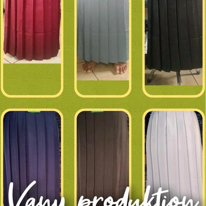 TERPOPULER Rok Sekolah Wanita Ra/Rempel Full Hitam.  Bawahan  Panjang Cewek  Remaja. Abu Biru TERPOP