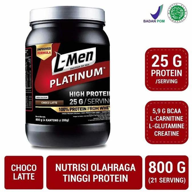 Ultrafit- L-Men Lmen Platinum Whey Protein 800 Gram 21 Serving - Suplemen Fitness Whey Concentrate W