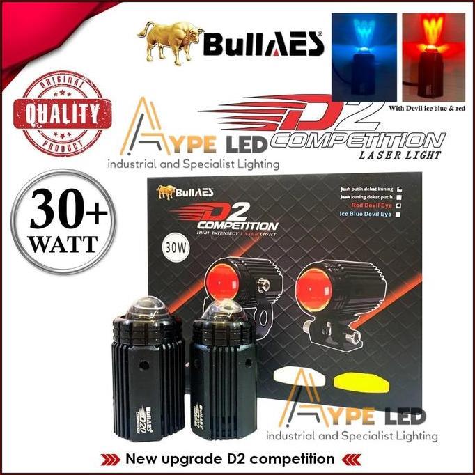 ORIGINAL BULLAES D2 LASER  30 WATT BULLAES WATERPROOF | LAMPU TEMBAK LASER AES | LAMPU KABUT 2 WARNA