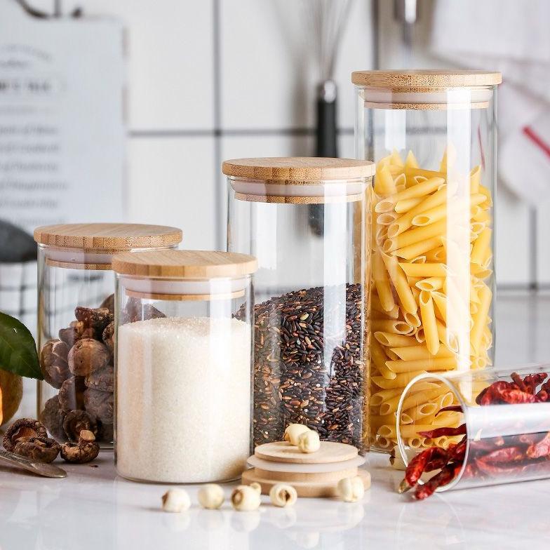 Toples Kaca Kedap Udara Tutup Kayu Aesthetic