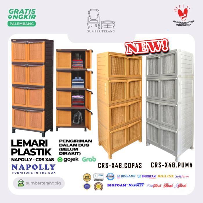 Lemari Plastik Rak Baju Lemari Pakaian Plastik Napolly 4 susun CRS X48