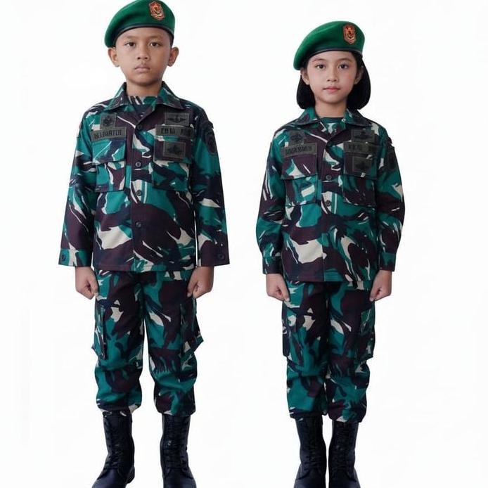 Kostum Anak Loreng Malvinas Model Army Baju Seragam Anak Motif Malvinas Kostum Profesi dengan Topi B
