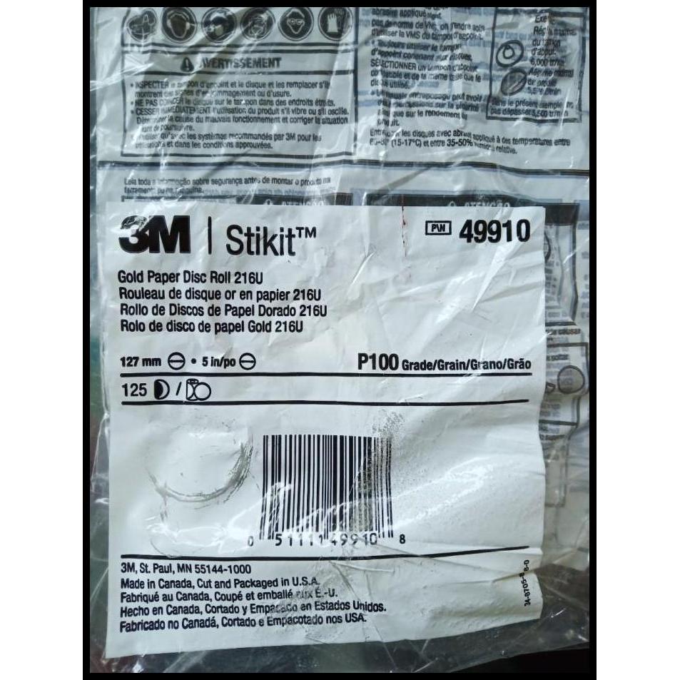 GRATIS ONGKIR 3M STIKIT GOLD PAPER DISC ROLL 216U 5IN X NH P400 