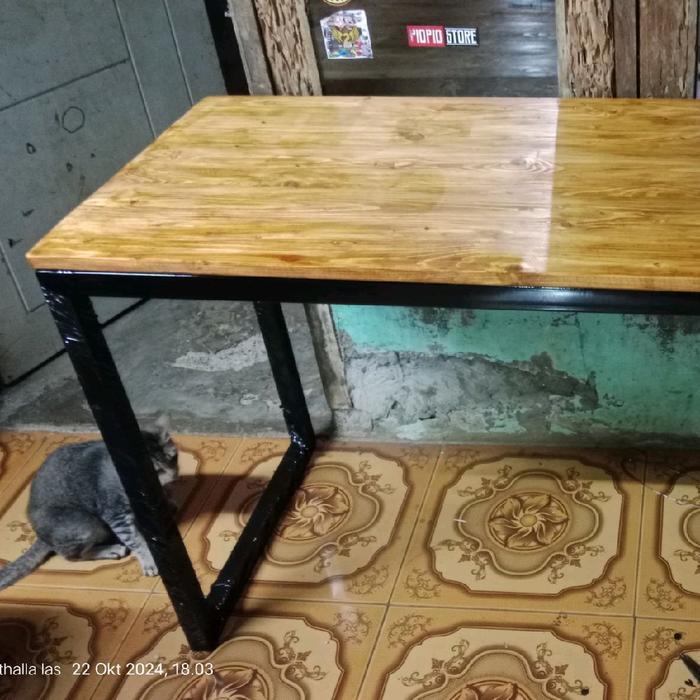 Athalla Las Meja Besi Hollow Minimalis T70cm L50cm Furniture Rangka Galvanis Kotak 4x4cm Cat Anti Ka