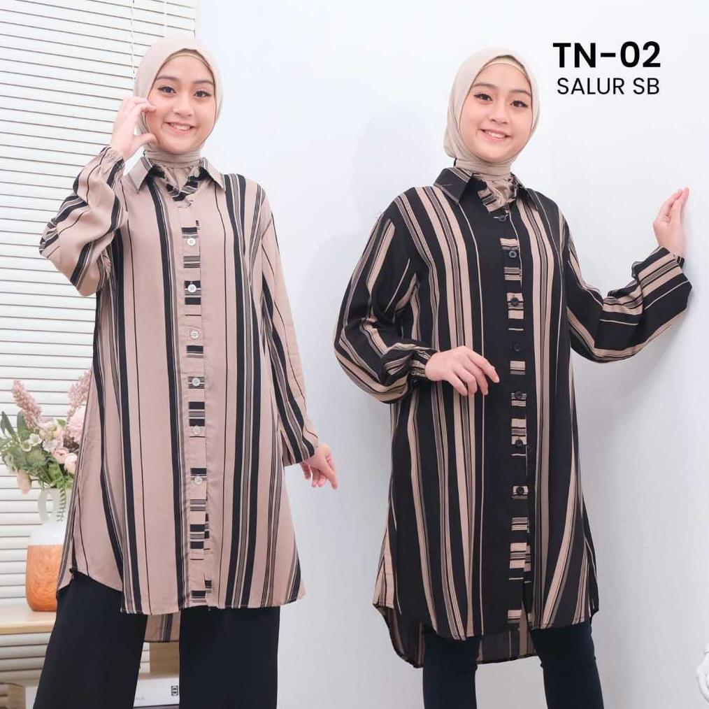 TN-02 Tunik Rayon Oversize Lengan Panjang Karet