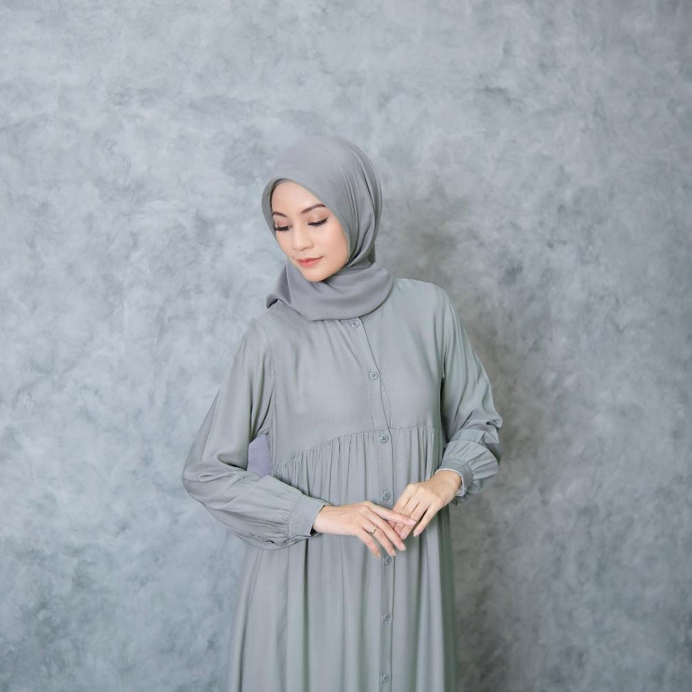 Gamis Full Kancing Rayon Twill Polos