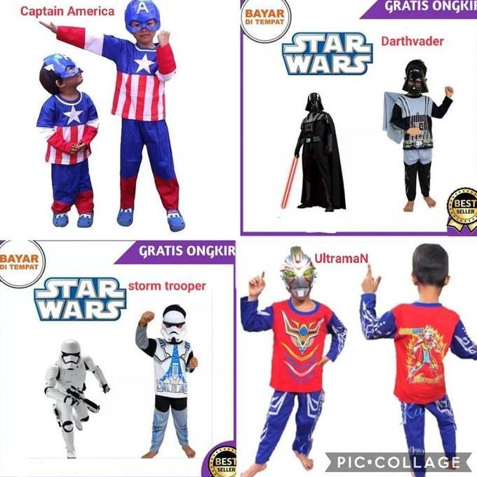 Kostum IRONMAN - Baju Anak Ironman + Topeng - Stelan Topeng Anak - Baju Topeng Ironman Anak