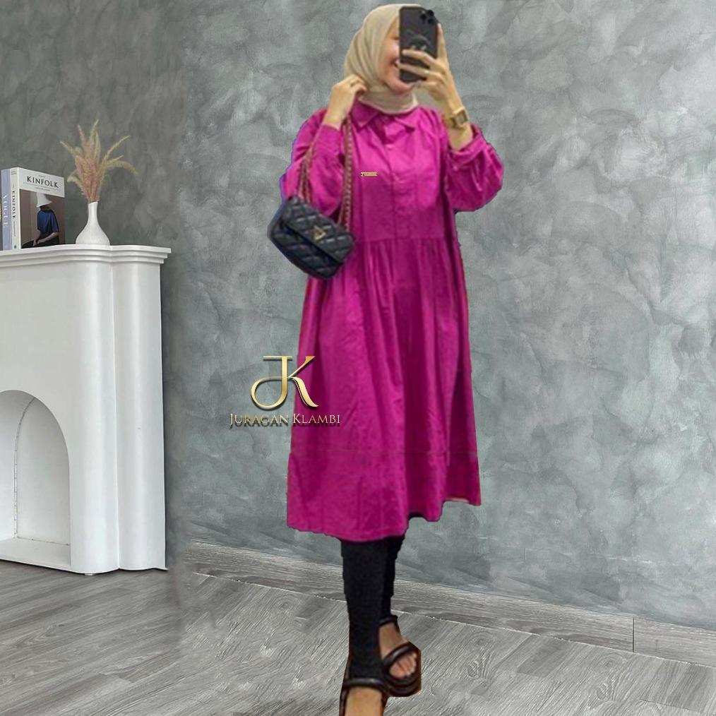 Long Tunik Jumbo Rayon Viscose Kancing Busui