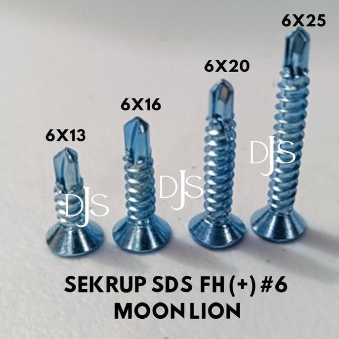 Sale #6X13 Sekrup Sds Fh (+) Putih 6X13 Moon Lion Skrup Drilling Baja Ringan Fh (+) 6X1/2"