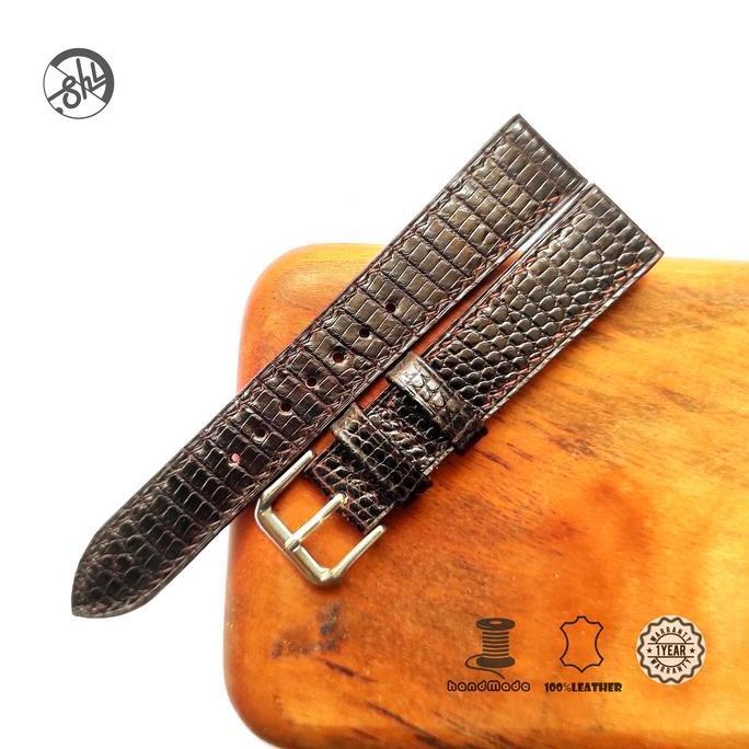 wacth strap Lizard leather dark brown