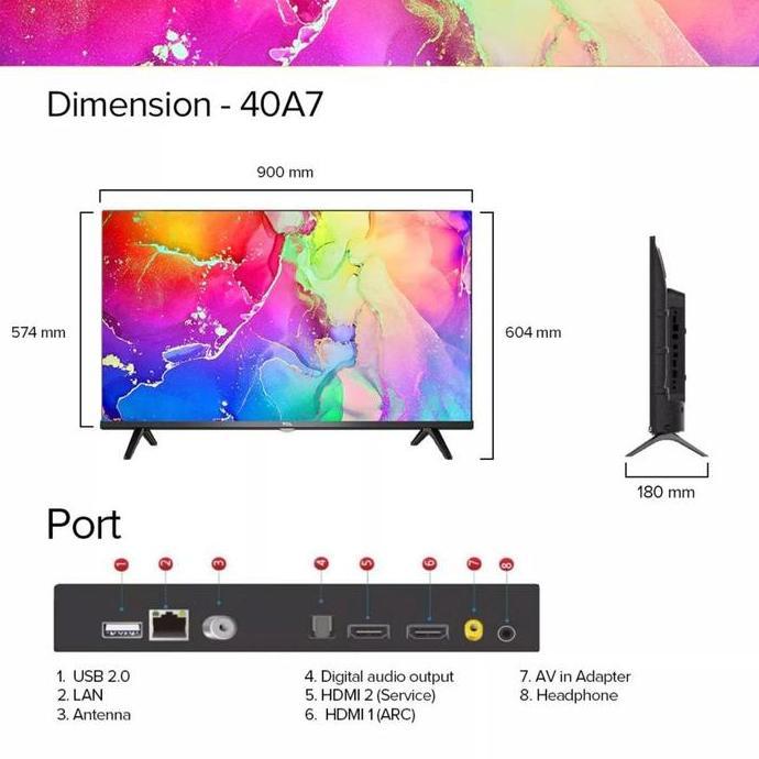 Murah Tv Tcl 40A7 Android 11 Tcl Android Tv A7 40 Inch Tcl Digital Tv 40