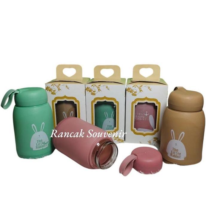 Isi 20 Pcs Souvenir Botol Tumbler Kaca Gemoy/Rabbit 330ml Kemasan Box Motif Souvenir Hadiah Murah Be
